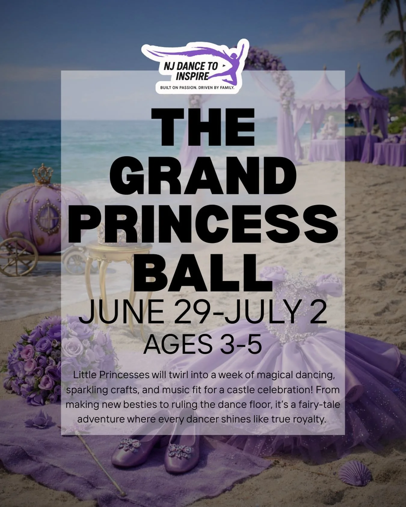Since it&rsquo;s snowy out, let&rsquo;s think warm, royal thoughts of summer sparkle and sunshine! ☀️👑

At NJDTI&rsquo;s Grand Princess Ball Camp (June 29&ndash;July 2), little princesses ages 3&ndash;5 will twirl into a week of magical dancing, spa