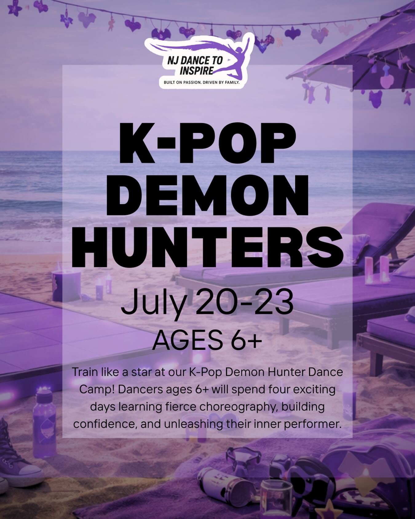 Calling all future K-Pop stars! ✨ Join us for our K-Pop Demon Hunter Dance Camp, where dancers will channel their inner hero through high-energy choreography, fun dance challenges, and creative activities inspired by the world of K-Pop. Whether your 