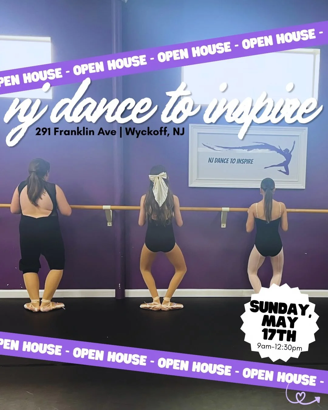 ✨ OPEN HOUSE = your sign to dance ✨

We&rsquo;re opening our doors and saving you a spot at the barre 💜
Join us for a morning of movement, music, and all things NJDTI!

🗓 Sunday, May 17th
⏰ 9:00 AM &ndash; 12:30 PM
📍 NJ Dance to Inspire

From tiny