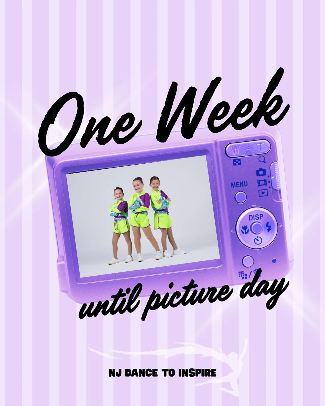 📸 Picture Day is ONE WEEK away! ✨
Get those smiles ready and camera faces on! We can&rsquo;t wait to capture all the magic of our NJDTI dancers 💜

Be sure to check your email for all Picture Day details, schedules, and important information!