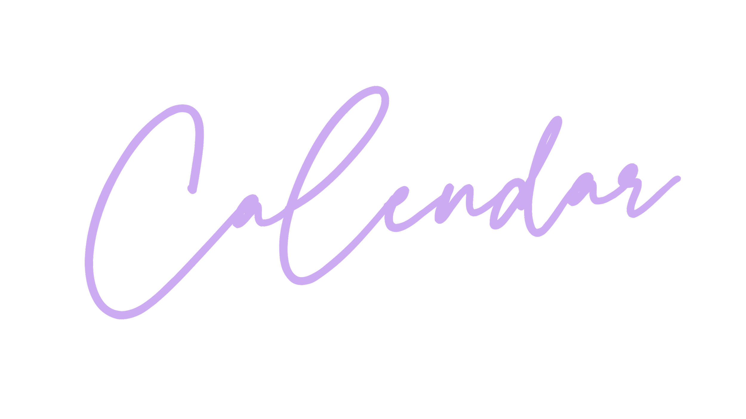 Writing with the word 'Caflandar' written in cursive purple light on a black background.
