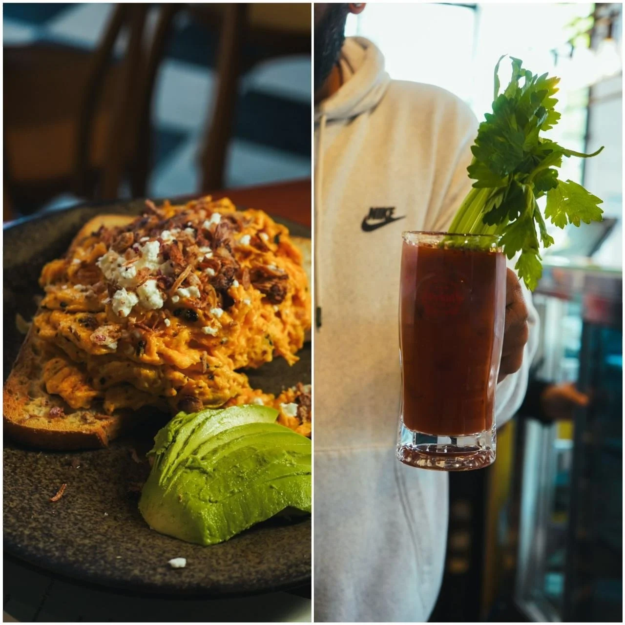 Chilli scramble eggs paired with an extra spicy Bloody Mary, a match made in heaven, available all day everyday @mavisthegrocer 
#coffee #foodie #bloodymary #brunch #brunchinmelbourne #chillieggs #breakfast