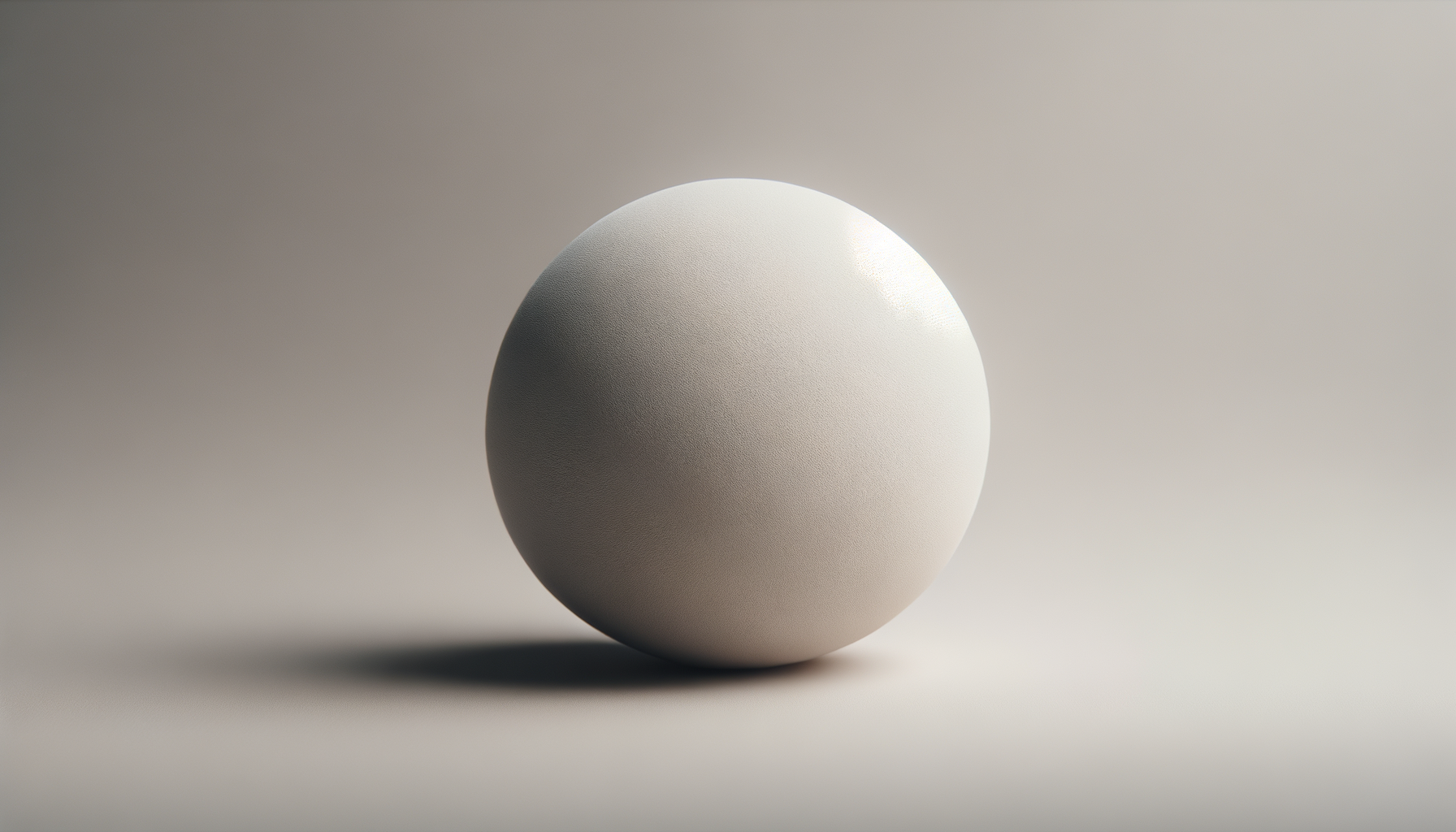 A white, textured sphere is centered on a neutral background.