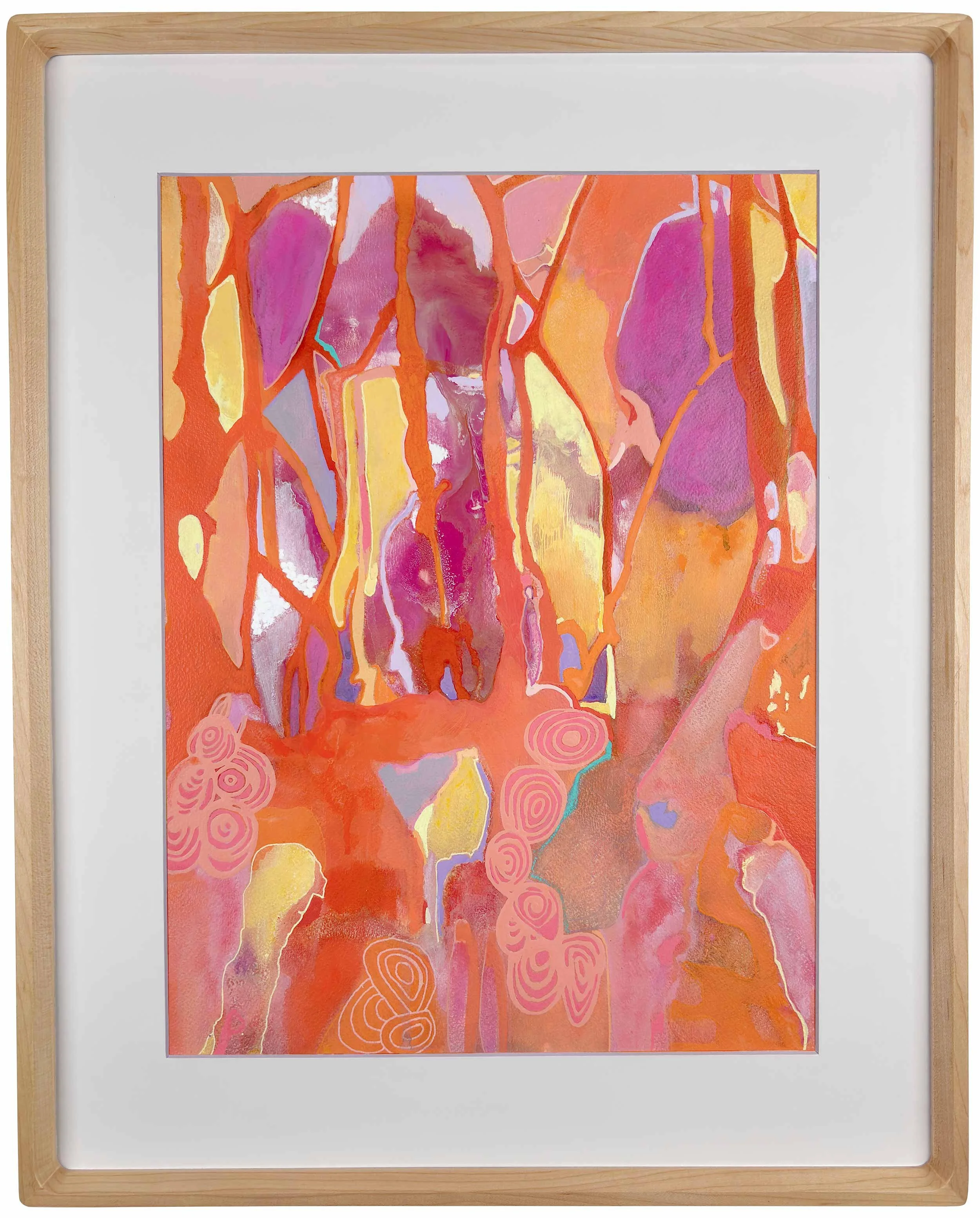 Abstract artwork “Sunset II” by Calie Durant, featuring layered color and expressive mark making, Hawaii based contemporary art.