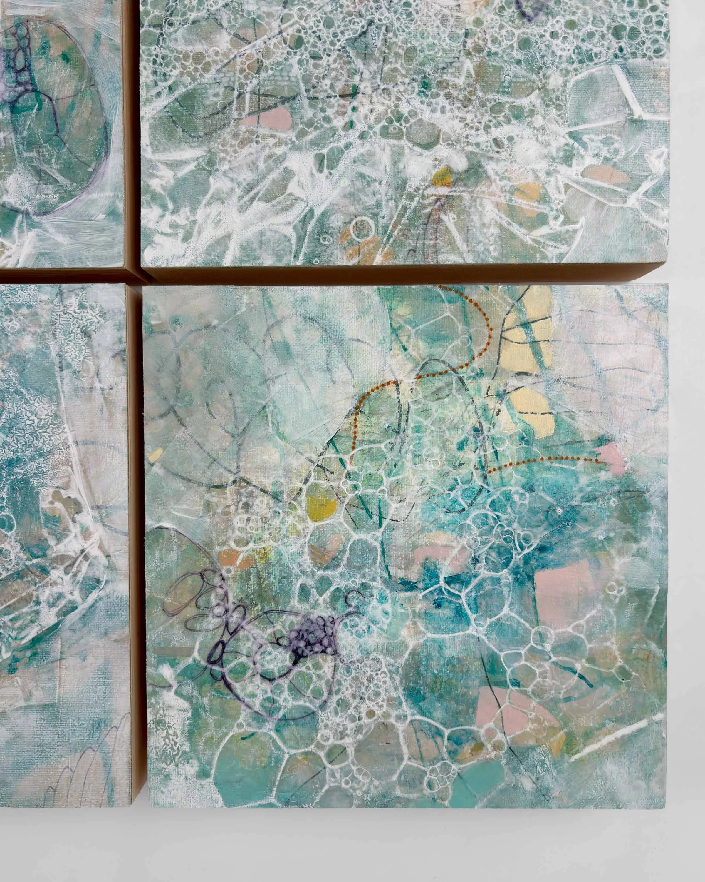 Close-up of Harmony abstract painting by Calie Durant showing texture and layered color transitions