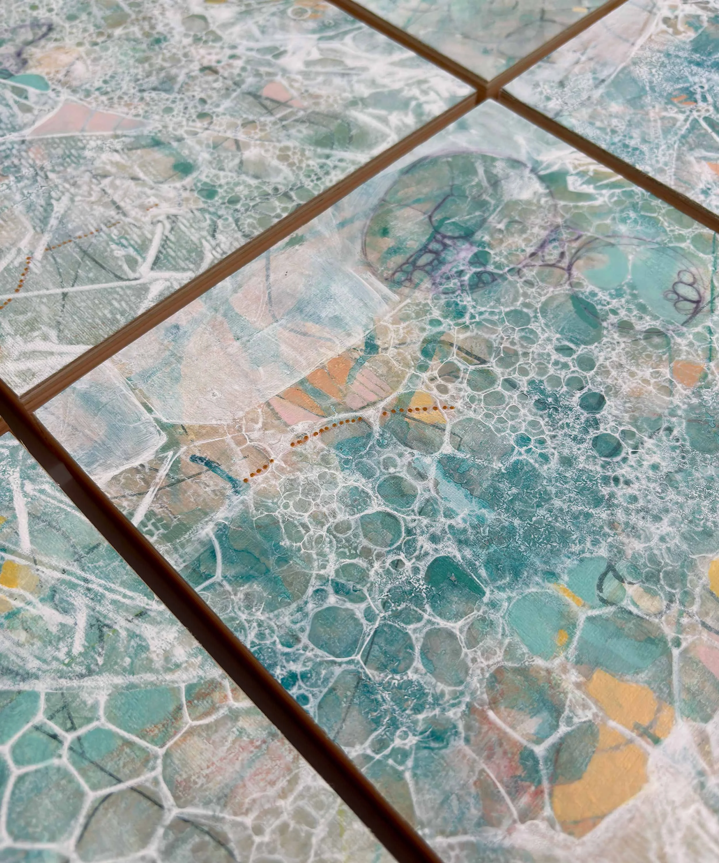 Detail of Harmony abstract artwork by Calie Durant highlighting fluid movement and organic forms