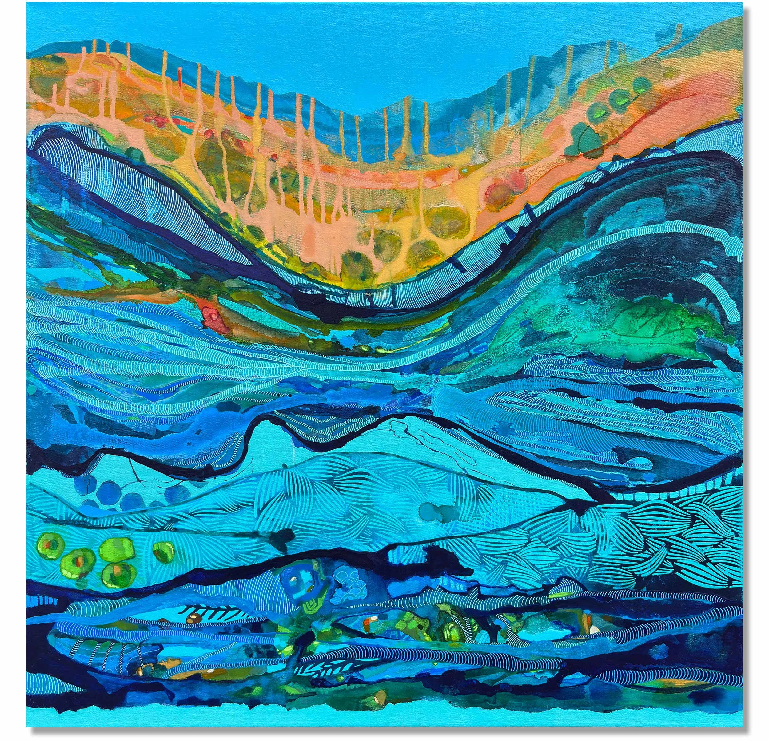 Right panel of Wavelength by Calie Durant, original abstract ocean-inspired acrylic painting on canvas.