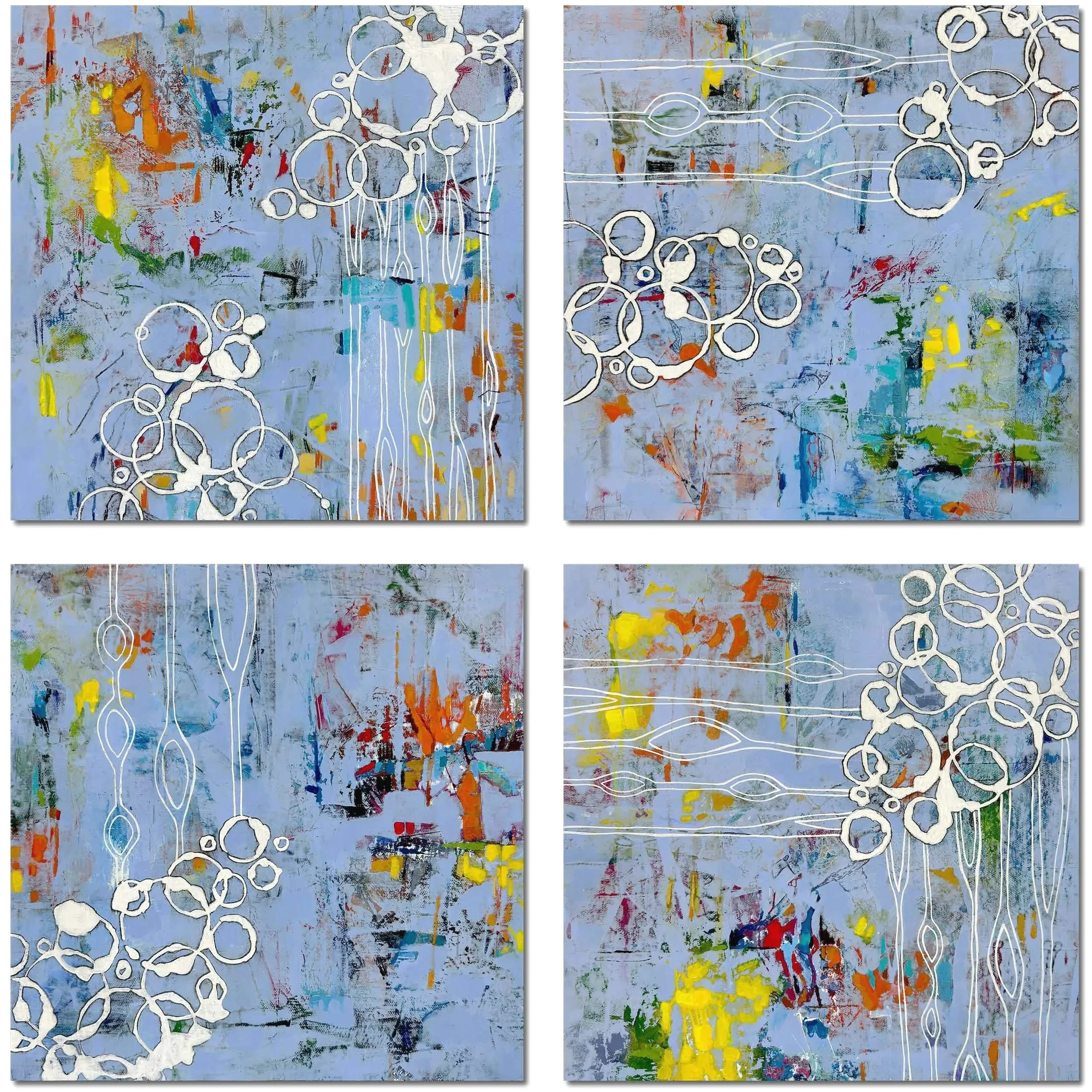 Abstract painting titled Hidden Tides by Calie Durant, photographed in Silo, Hawaii, featuring layered ocean-inspired tones and fluid, expressive textures.