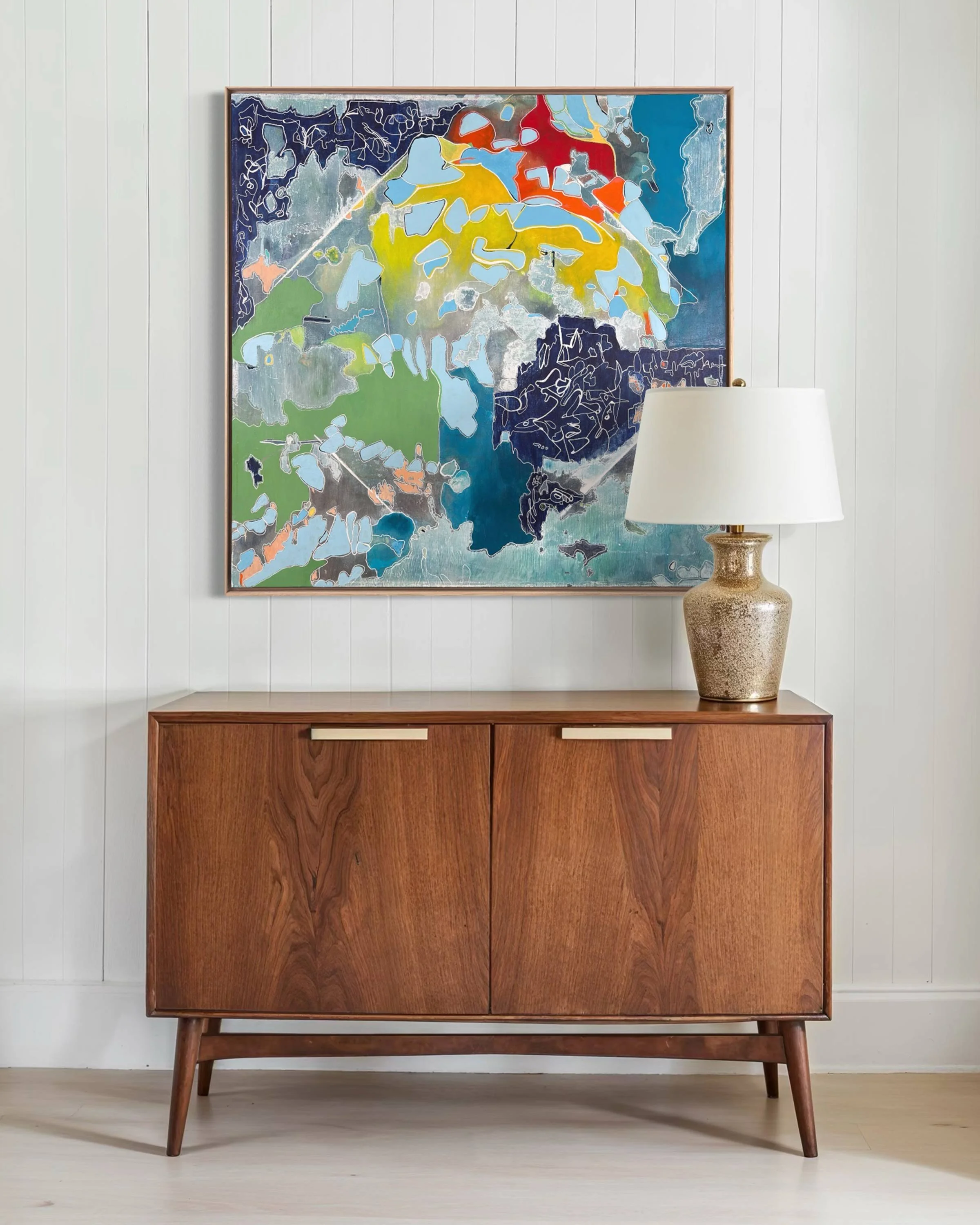 Kaleidoscope, original abstract painting by Honolulu artist Calie Durant, large-scale expressive composition with layered color and dynamic movement.