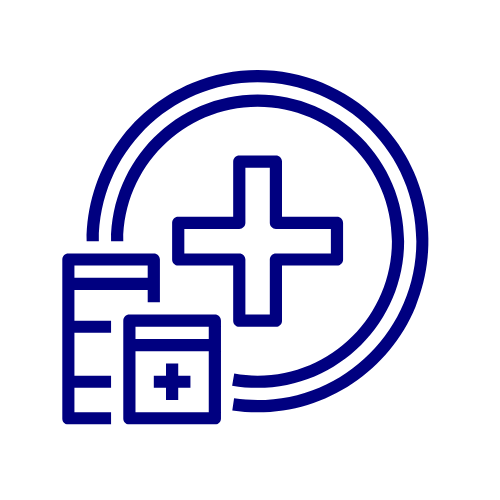 Medical symbol with a cross and health insurance cards.