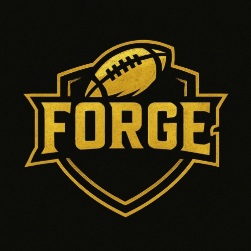 Logo with a yellow football and the word 'FORGE' on a black background.