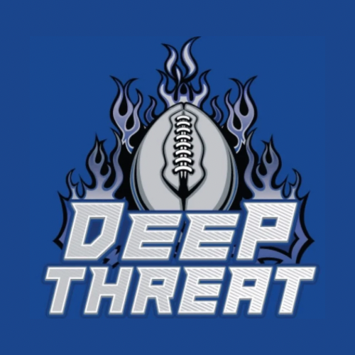Football with flames above the words "Deep Threat" on a blue background.