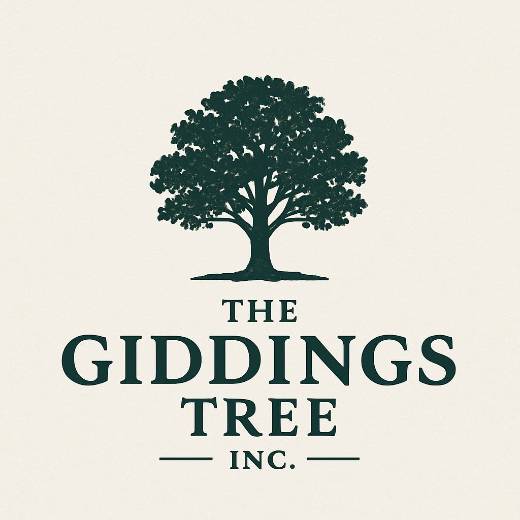 Logo with a tree illustration and text reading 'The Giddings Tree Inc.'