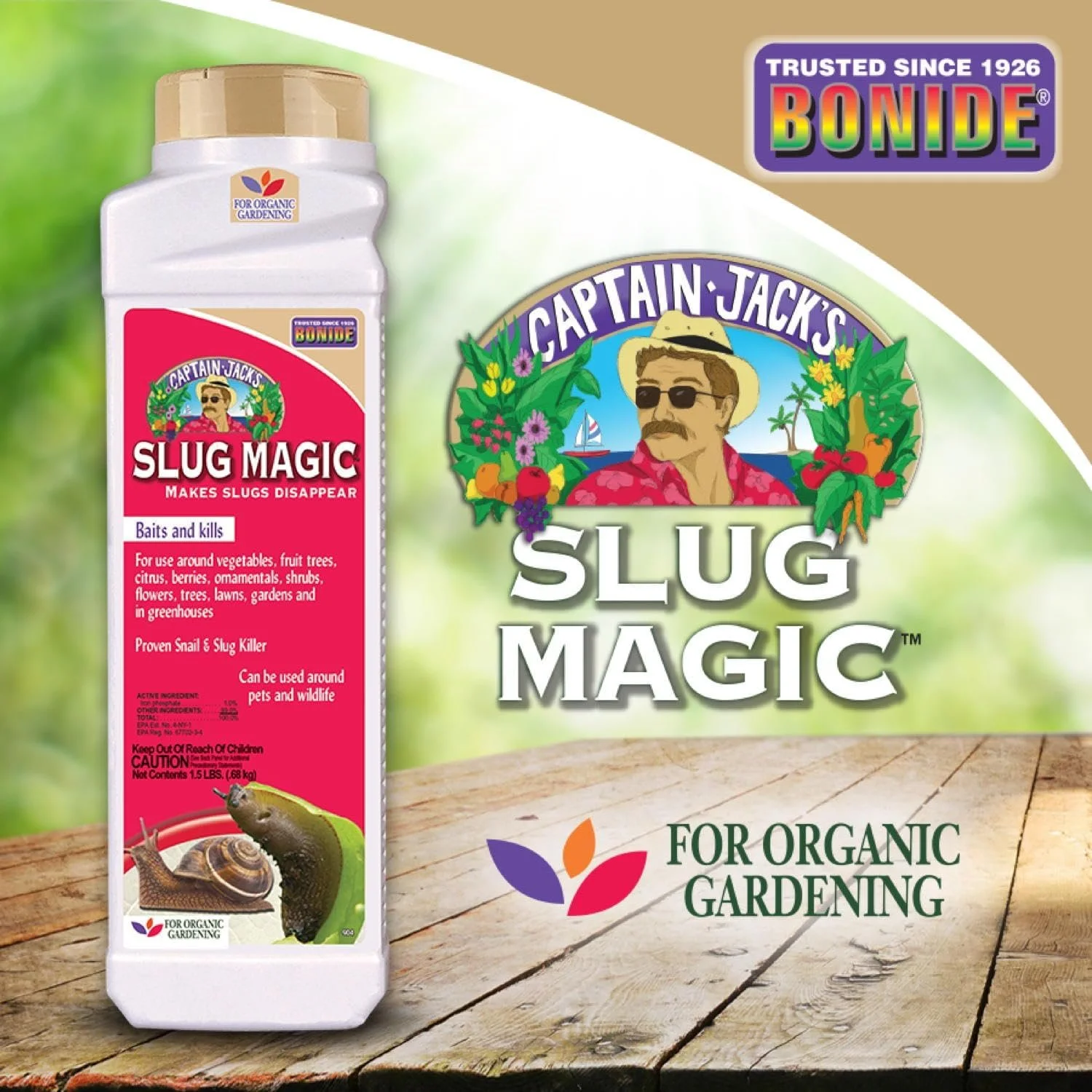 Bonide Captain Jack's Slug Magic Granules 24 oz Snail & Slug Killer For Organic Gardening Pet Safe Formula