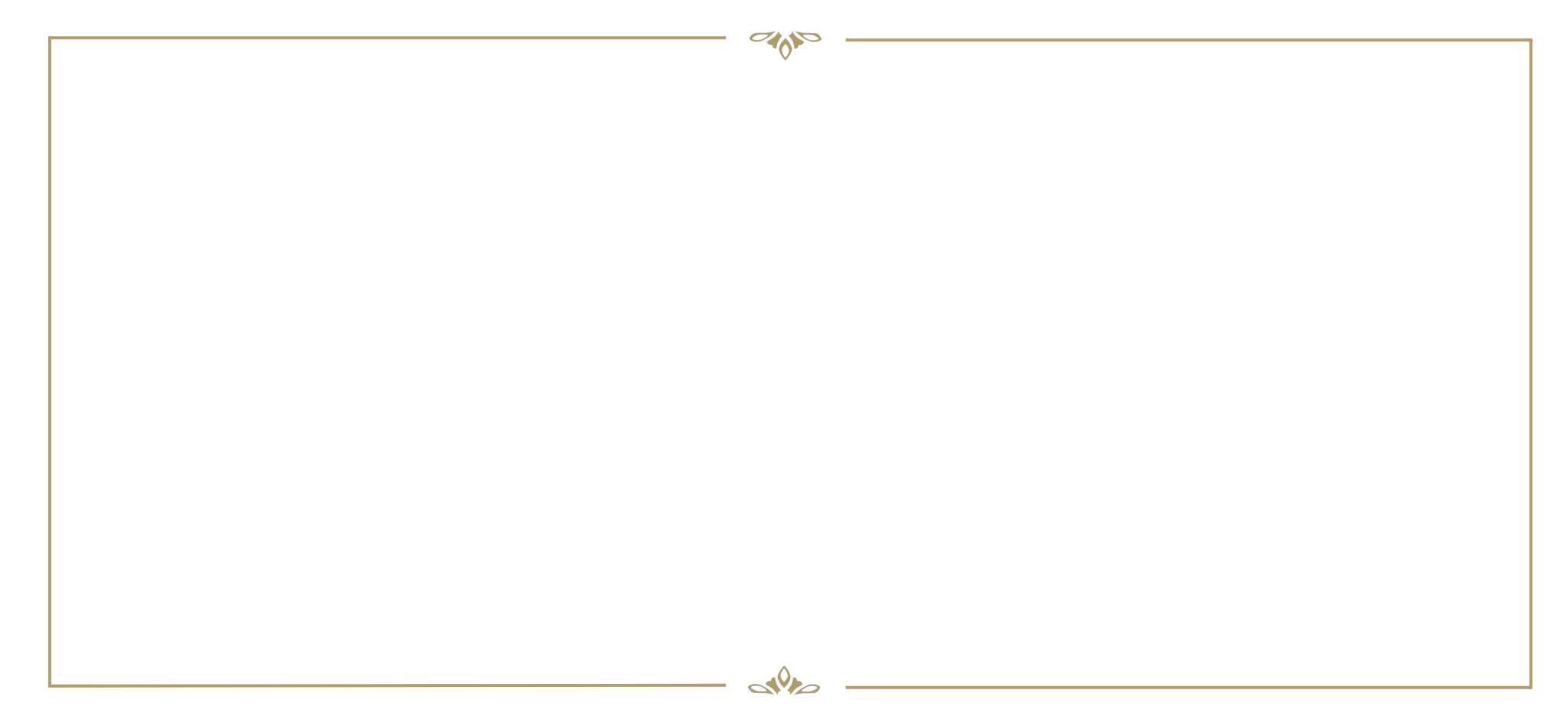 Empty black wedding invitation with gold decorative border and accents.