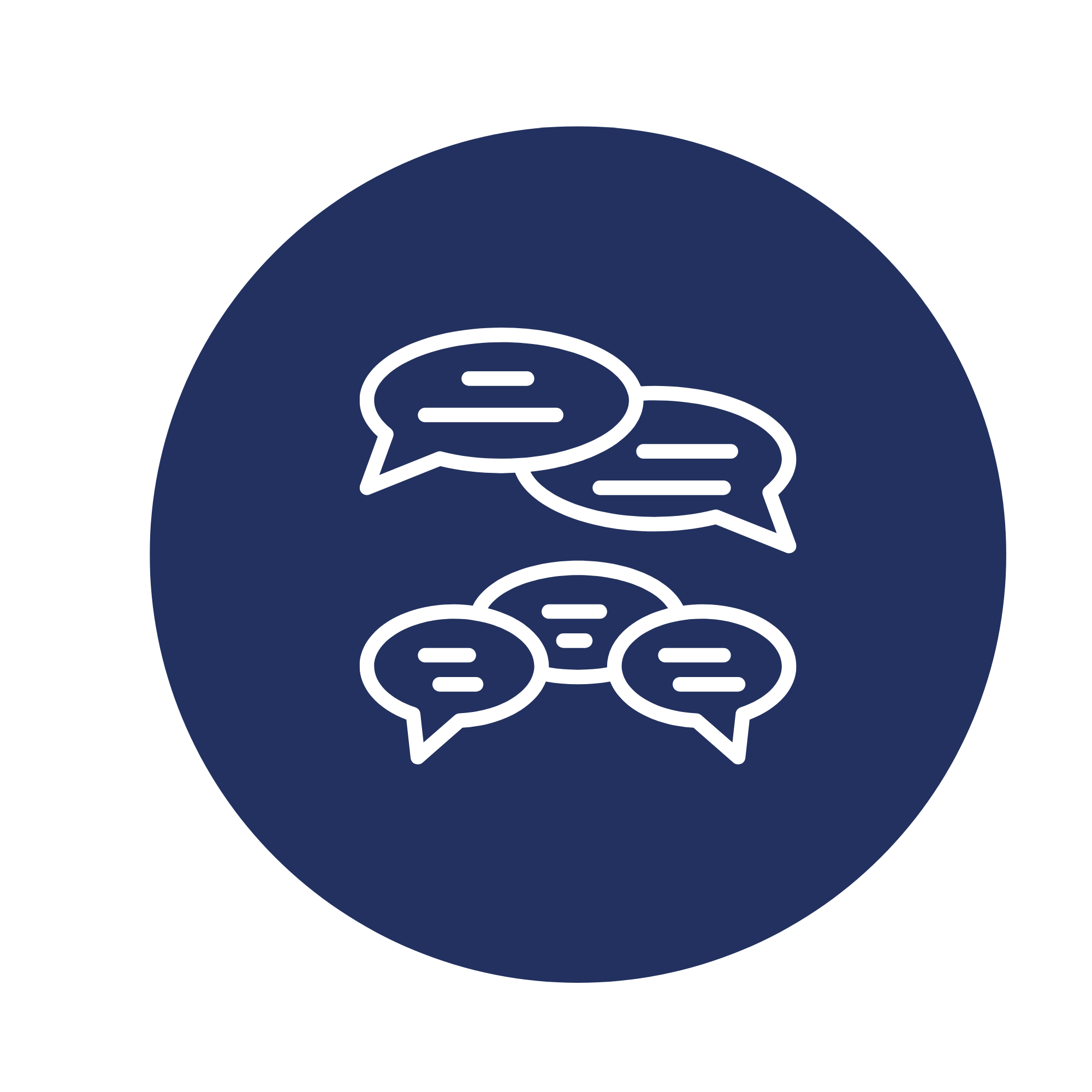 Speech bubbles representing conversation or chat.