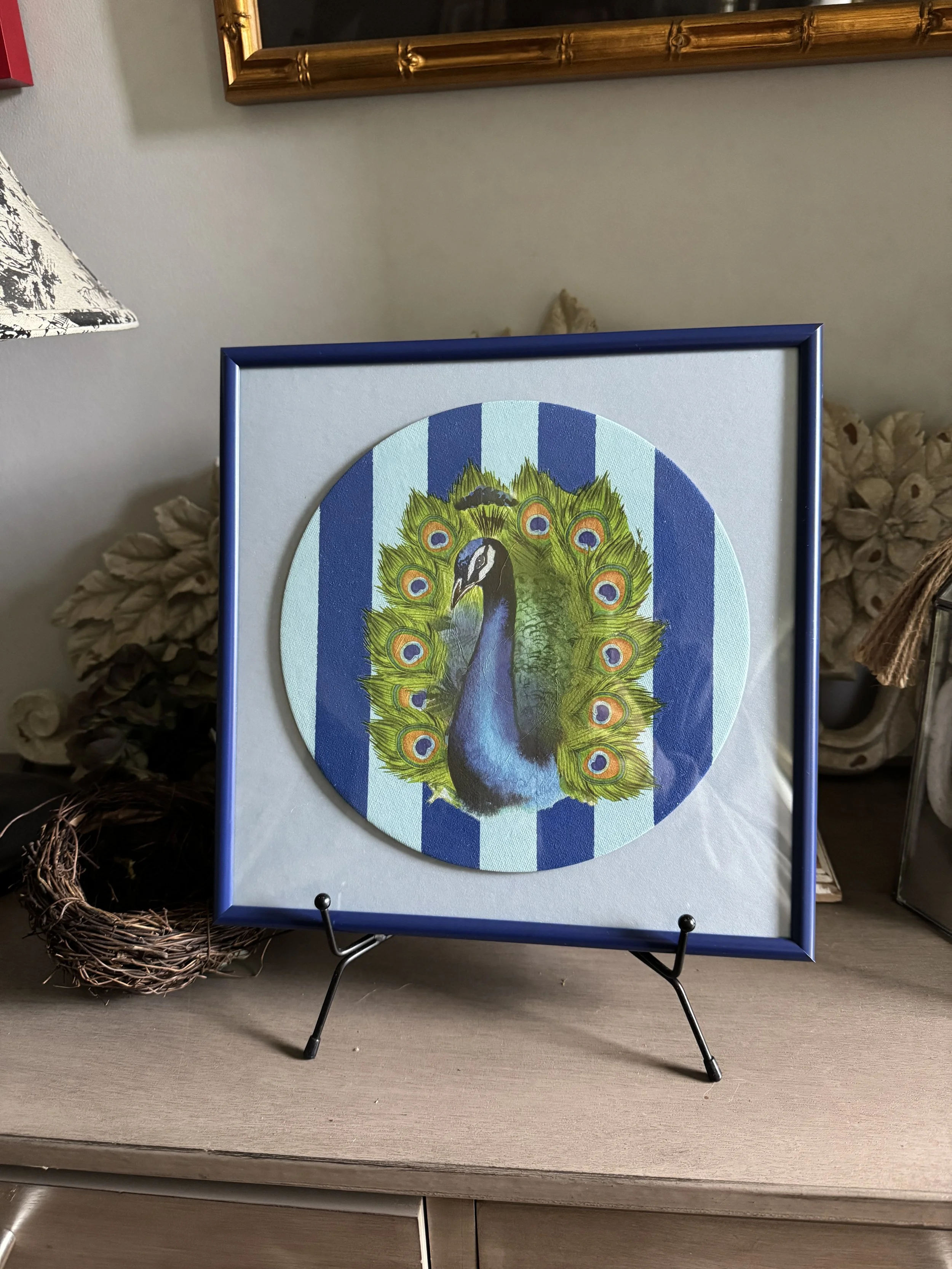 Custom Framed Peacock Canvas