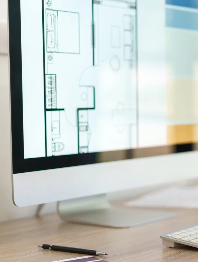 Computer screen with architectural design
