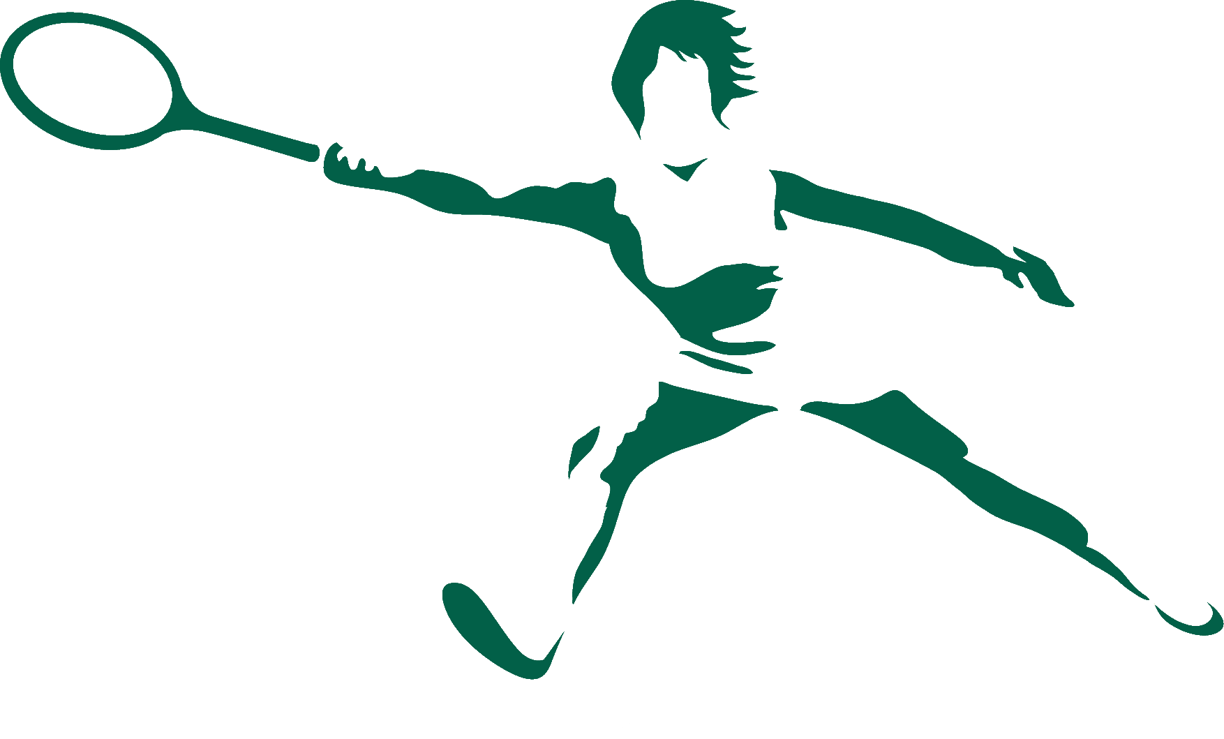 Silhouette of a female tennis player swinging a racket.