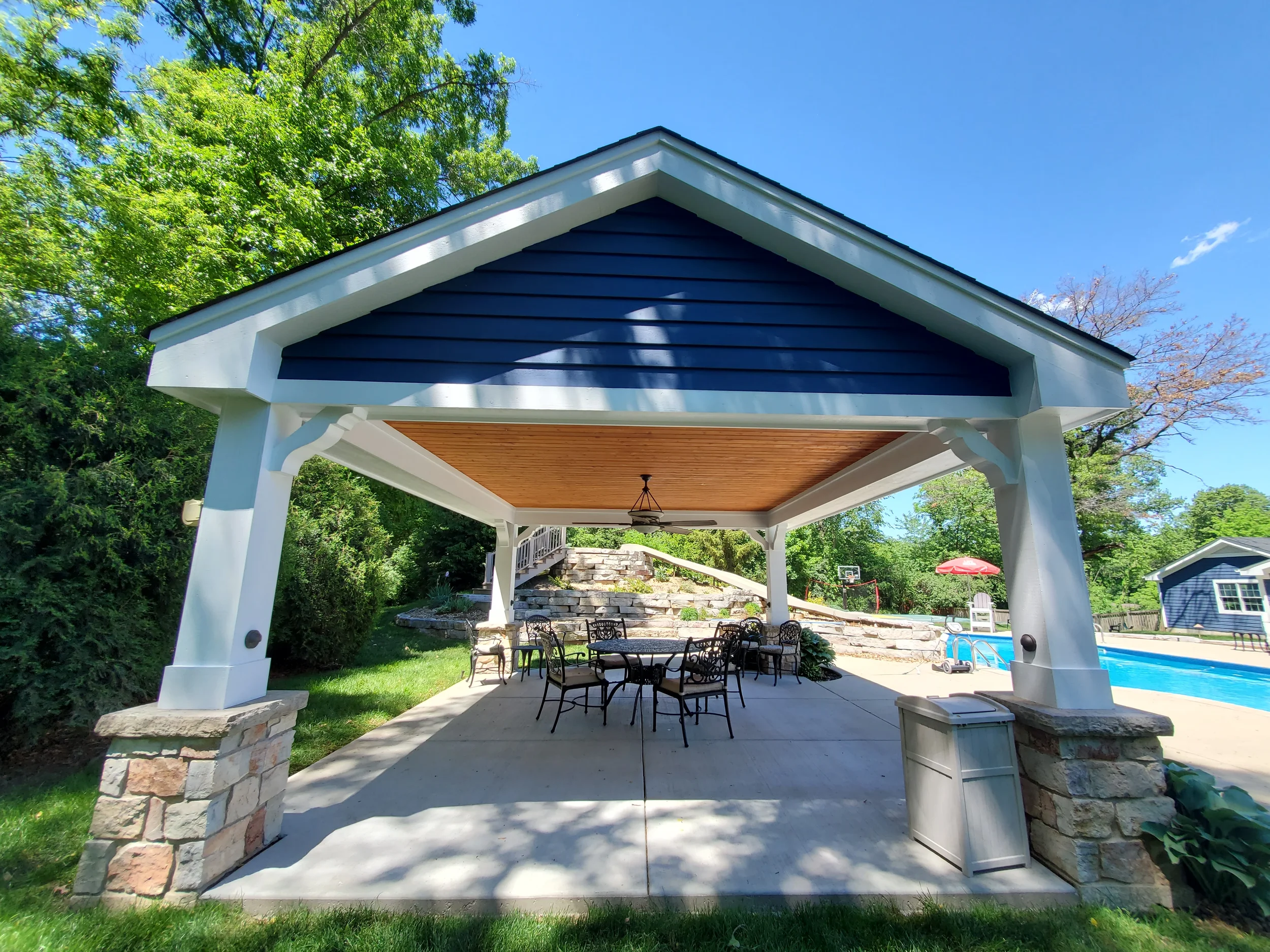 Professional patio and pergola wood restoration, staining, and painting in Naperville, IL by Kora Pro Painting experts.