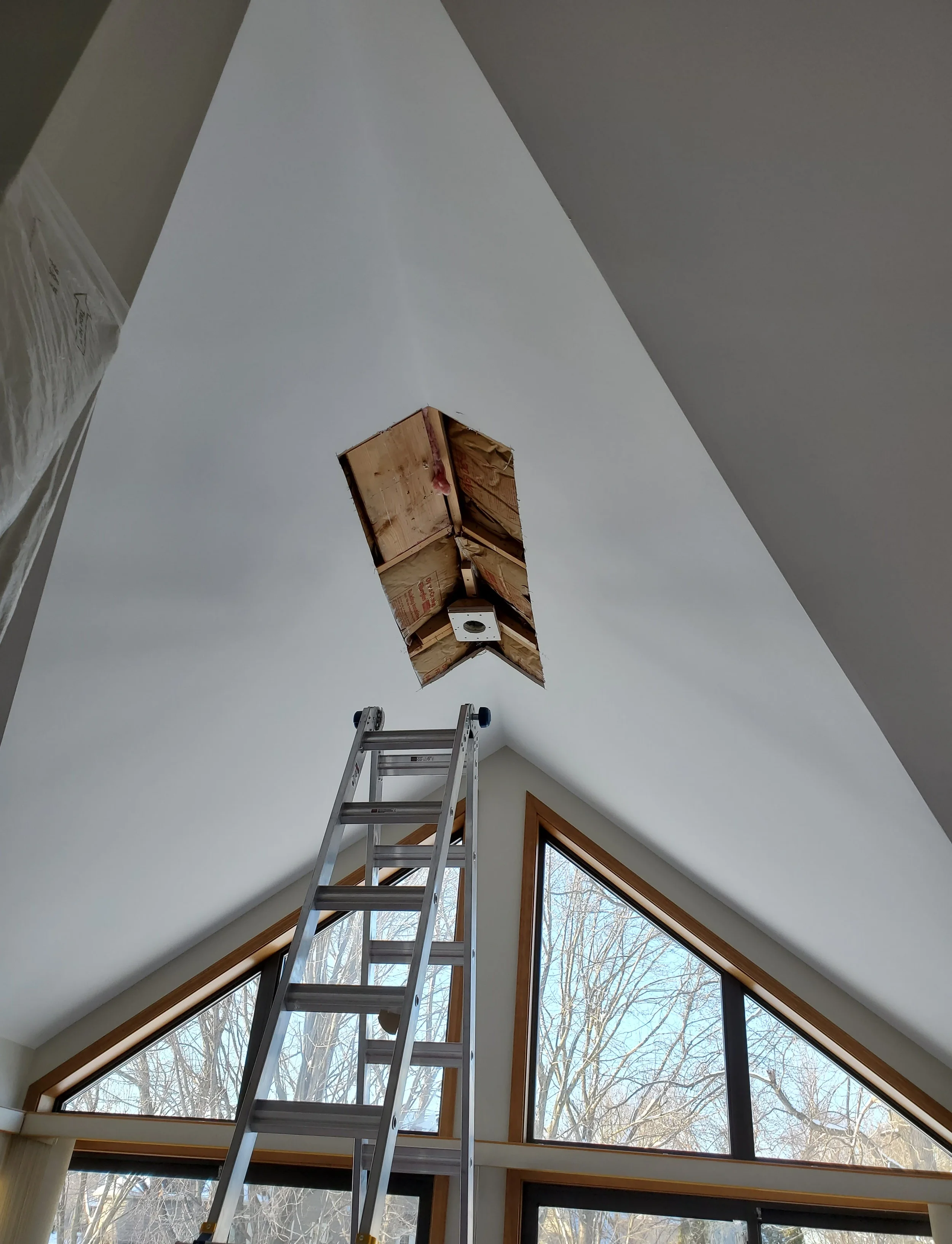 Professional high-ceiling water damage and drywall restoration in Hinsdale, IL by Kora Pro Painting