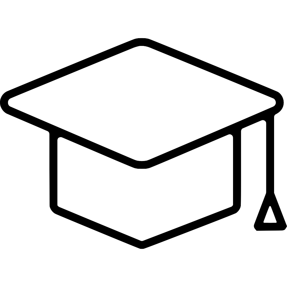 Outline of a graduation cap, with the word 'LAD' in the lower right corner.