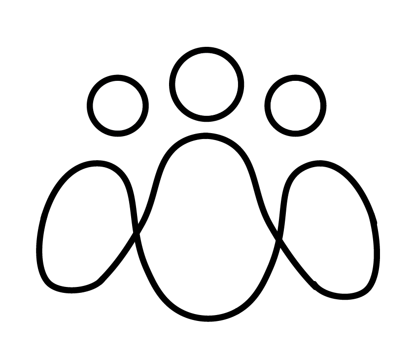 Graphic of three circles connected by a line with a dark background.