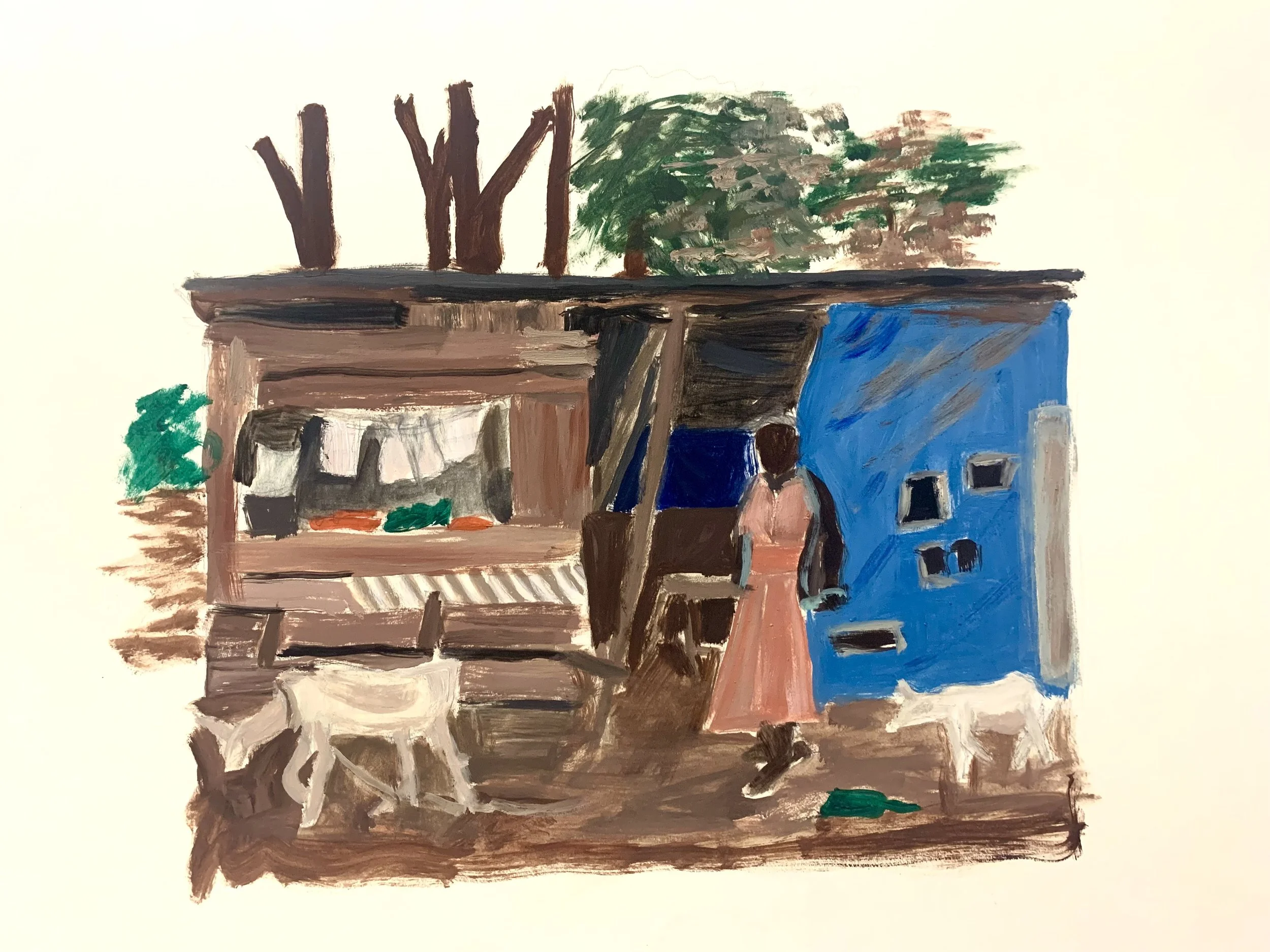 Neighborhood Shop, Oil on Paper, 17 x 23", 2023.