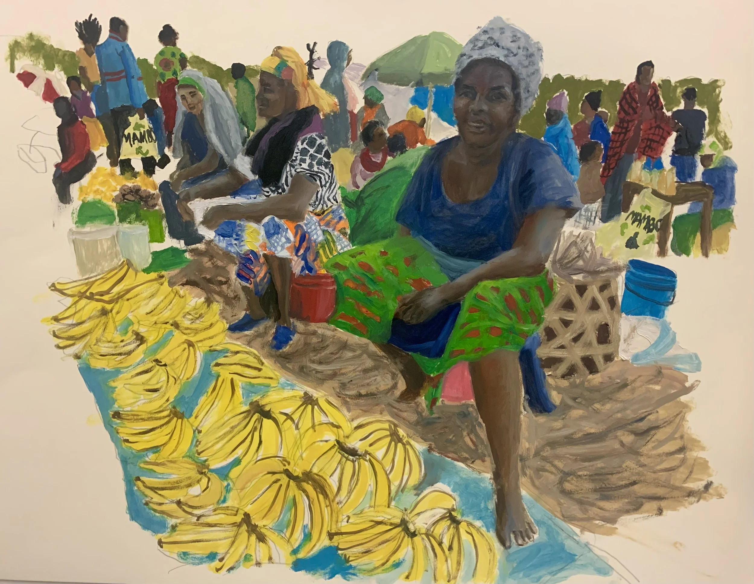 Banana Seller, Oil on Paper, 17x23", 2023
