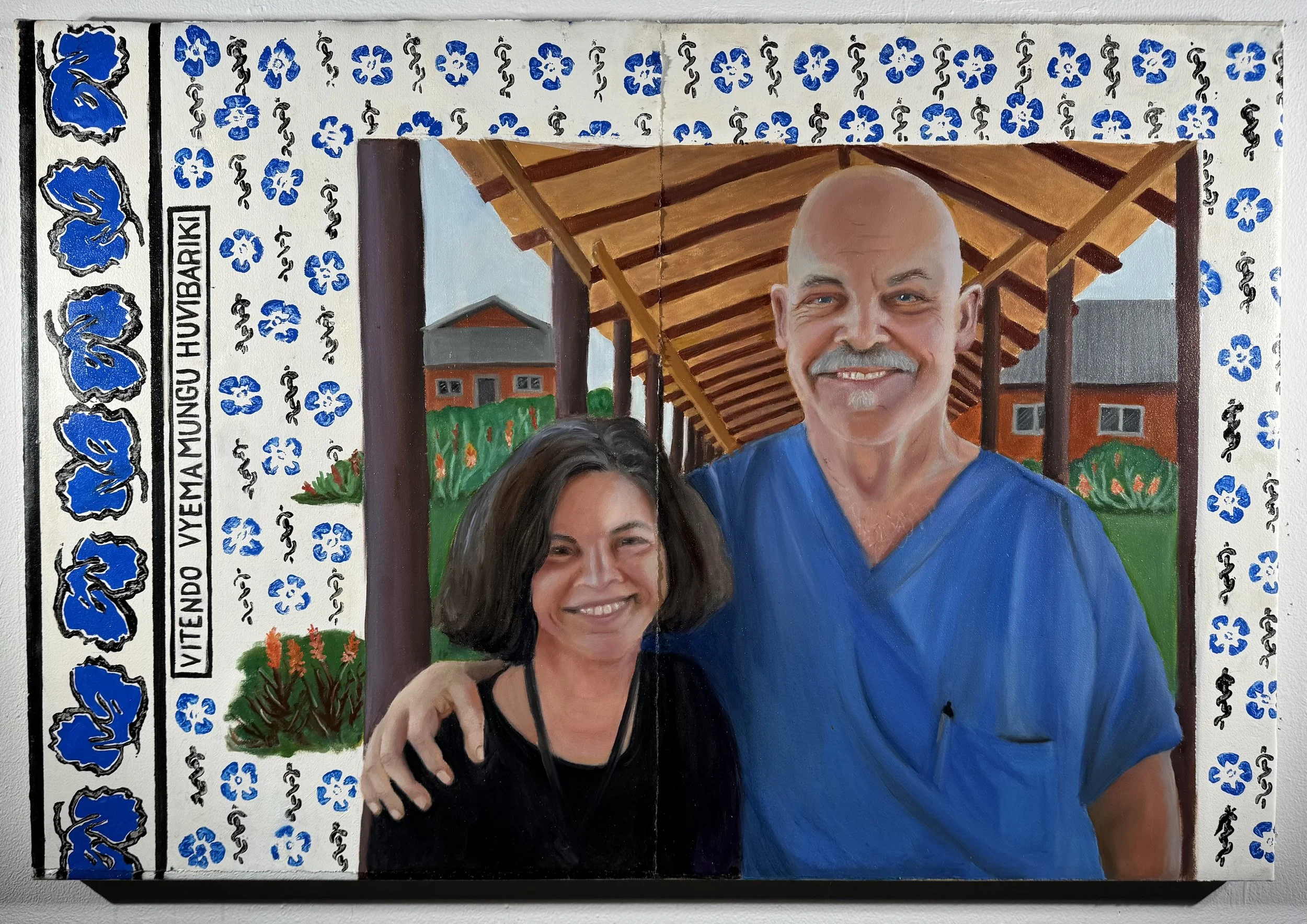 God Rewards Those Who do Good Deeds, Oil on Paper Mounted to Canvas, Oil and Handmade Stamps on Paper Mounted to Canvas, 2023(?)