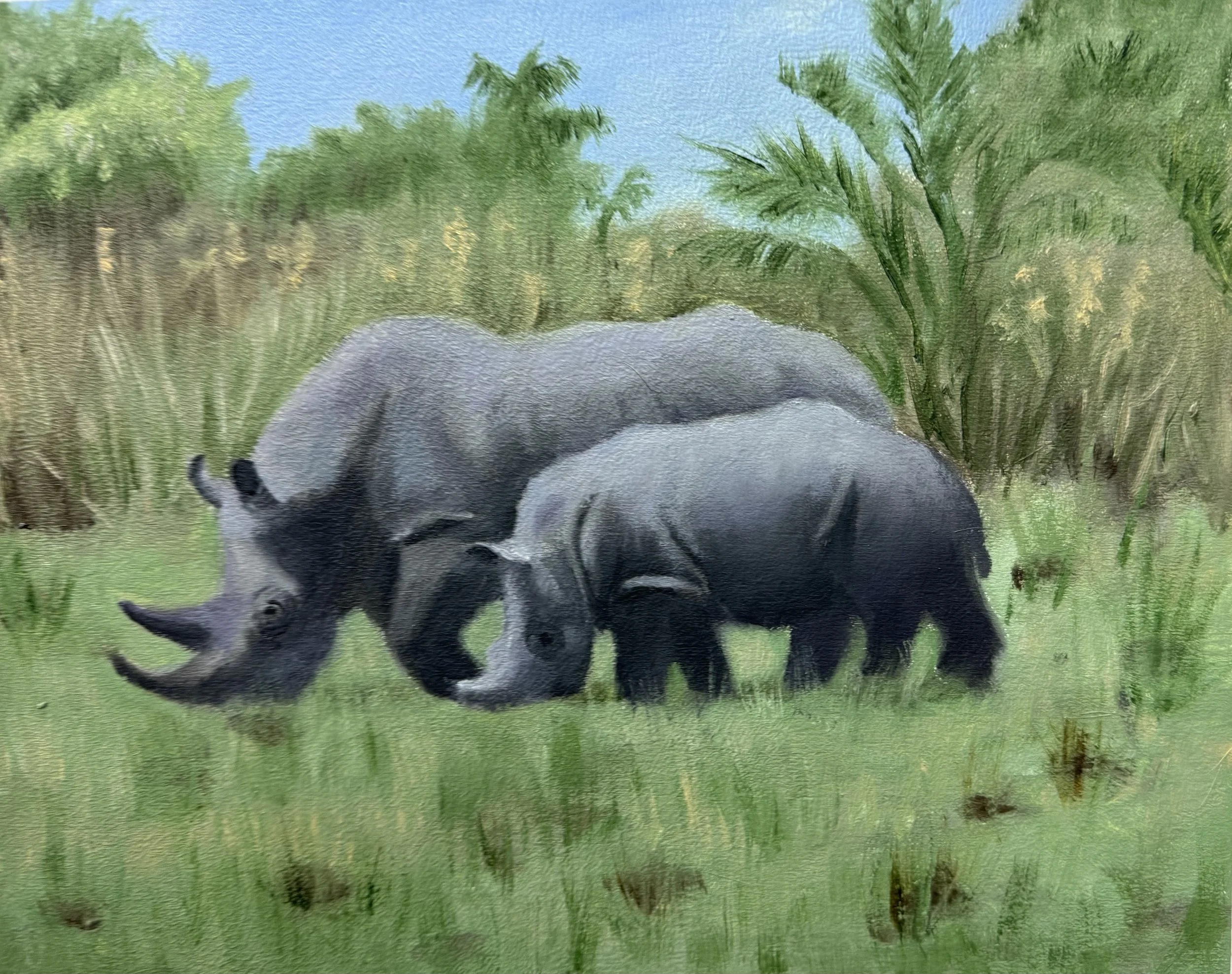 Hippos, Oil on Canvas, 11 x 9", 2024.