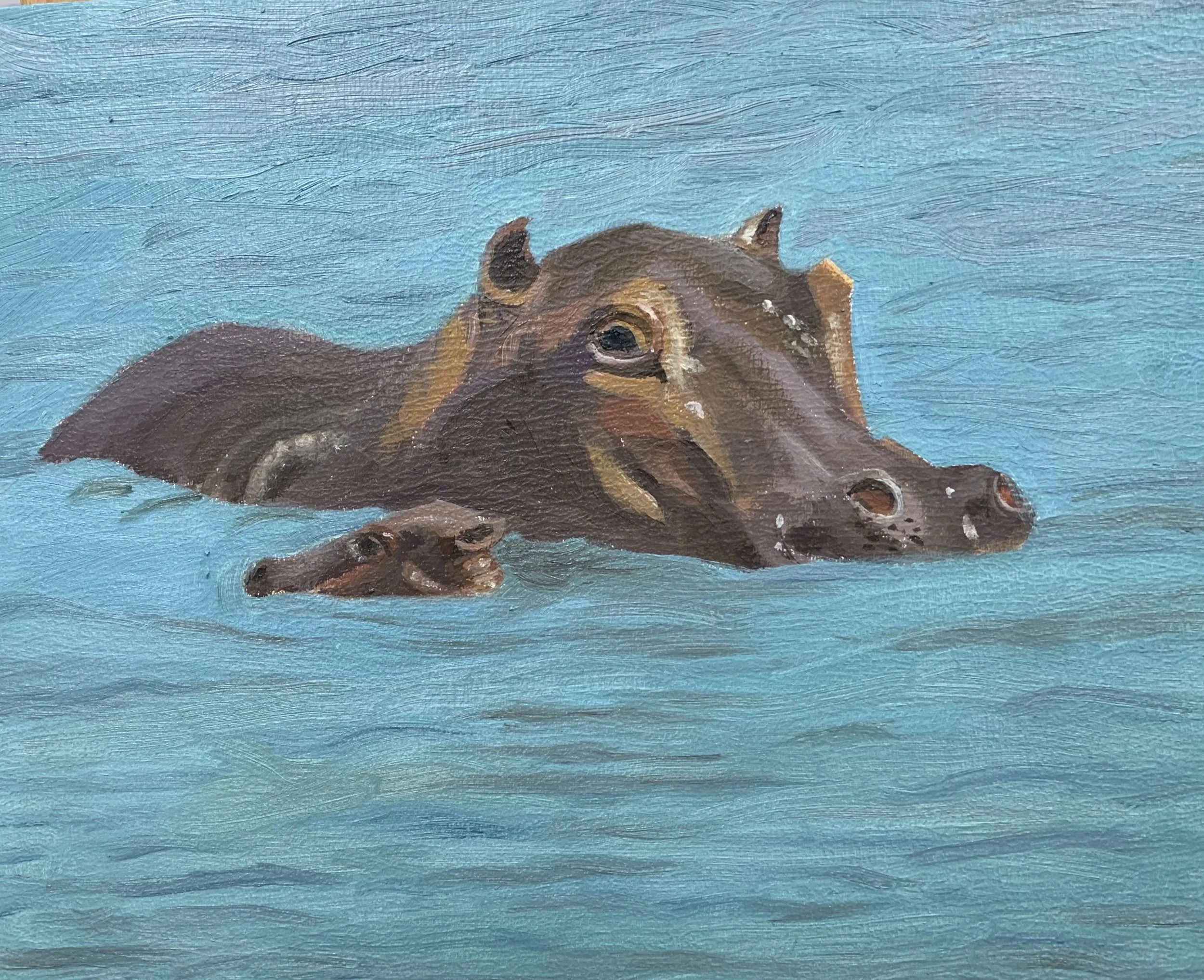 Rhinos, Oil on Canvas, 11 x 9", 2024.