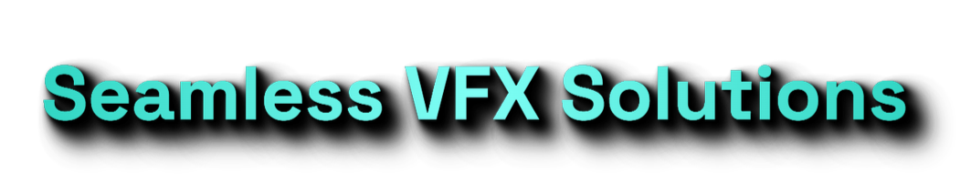 Text reading "Seamless VFX Solutions" in turquoise color on a black background.