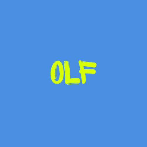 Blue background with the letters 'OLF' in yellow-green bold text in the center.