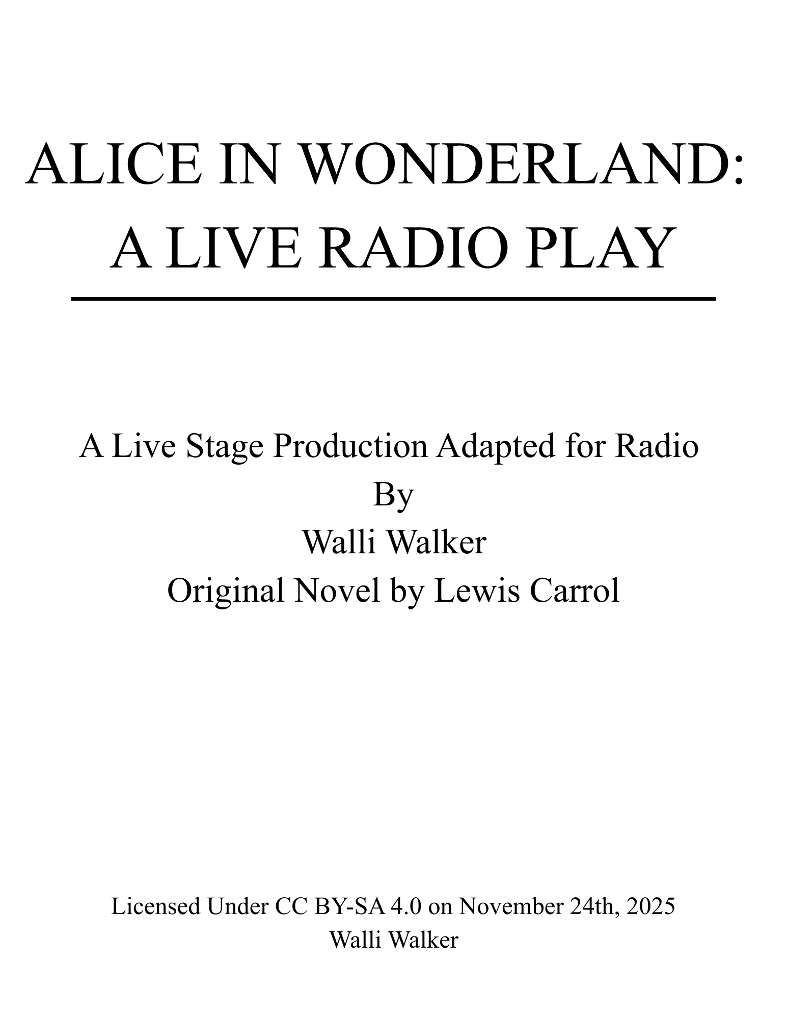 Alice in Wonderland | A Live Radio Play