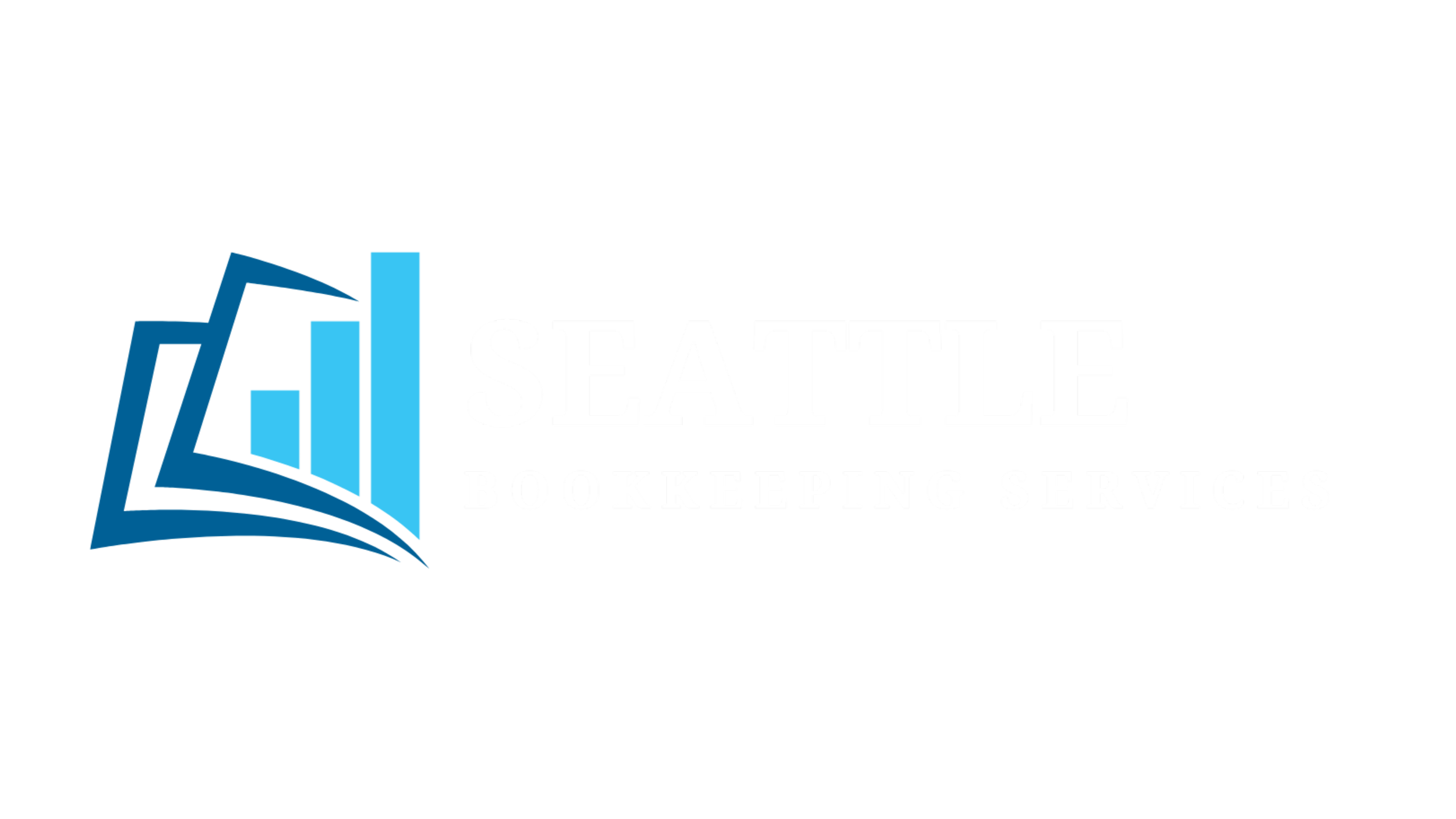 Logo for Seattle Bookkeeping Services with a blue stylized bar graph and book design.