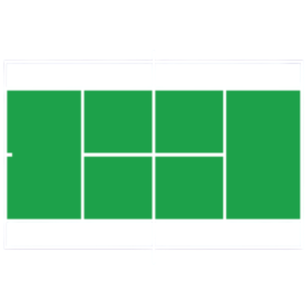 Tennis court map with green outline showing where Green Ball Tennis program is played.