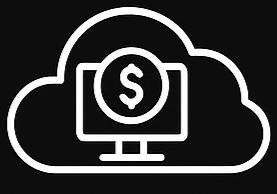 Cloud with a computer monitor displaying a dollar sign inside a circle.