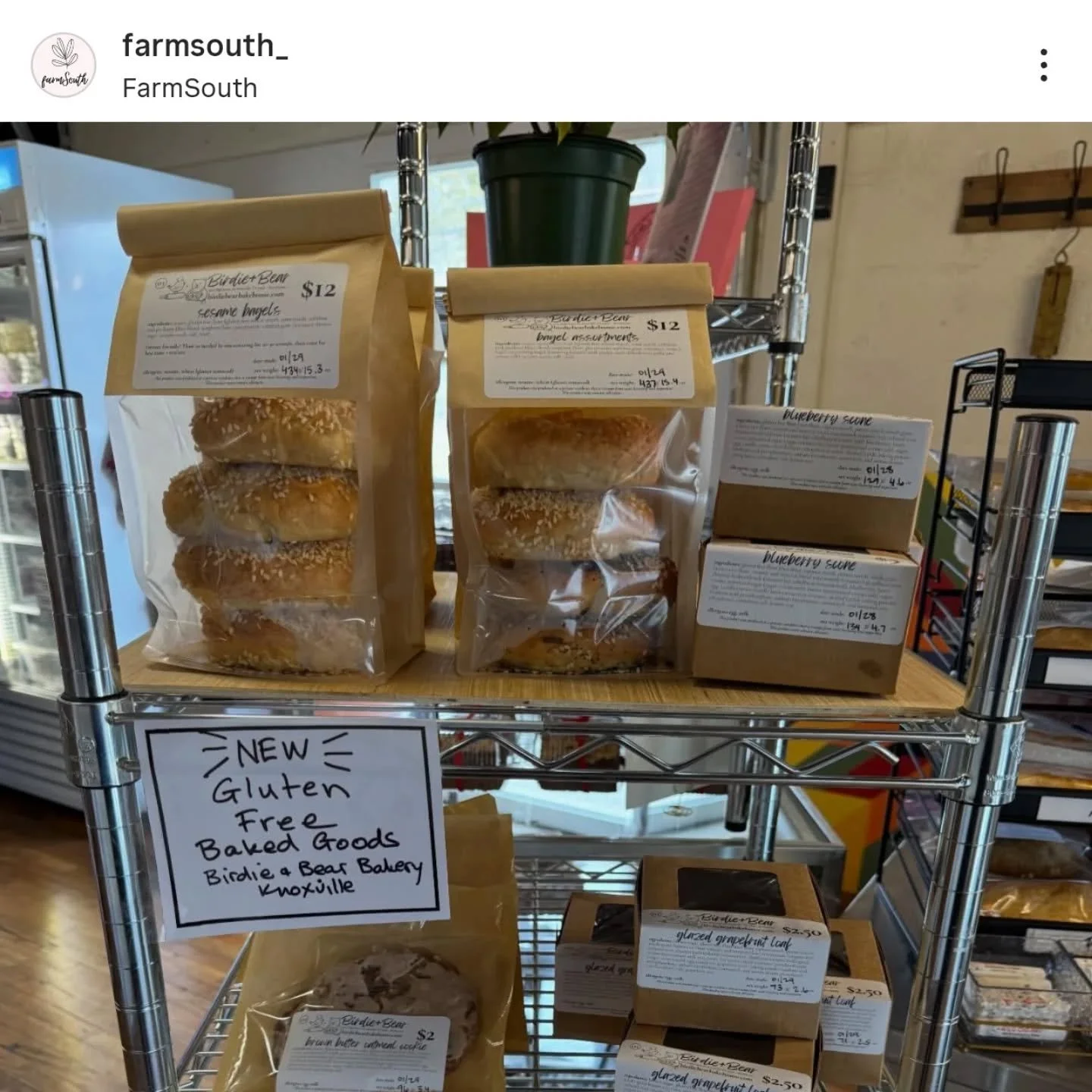 SO excited to have our gf-friendly items out for sale at @farmsouth_ !! Come give them a try, and check out everything the store has to offer... It's amazing. 

We'll be dropping fresh bakes weekly at @farmsouth_ every Thursday morning (and hopefully