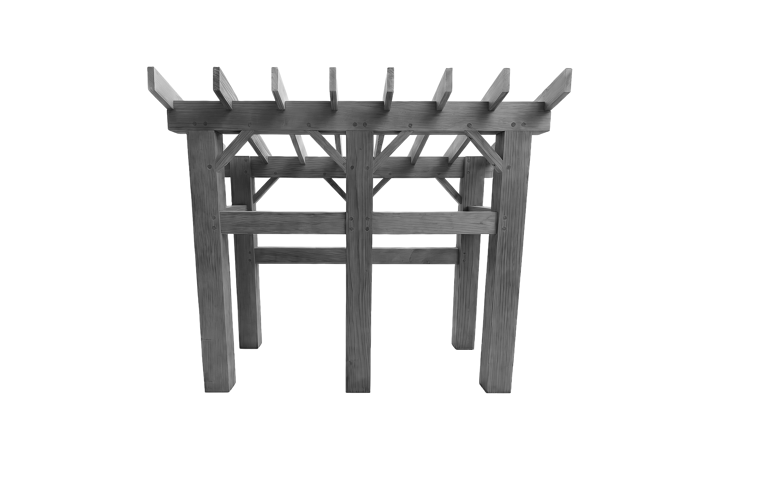 Girts + Compression | Horizontal girts tie the posts together as compression timbers carry the load, allowing wider openings.