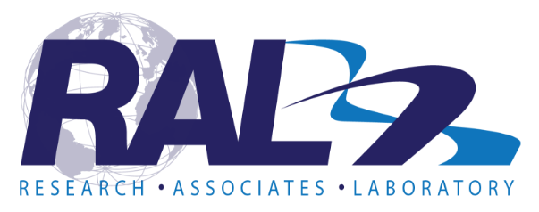 Logo for RAL 2 Research Associates Laboratory featuring a globe and stylized text.