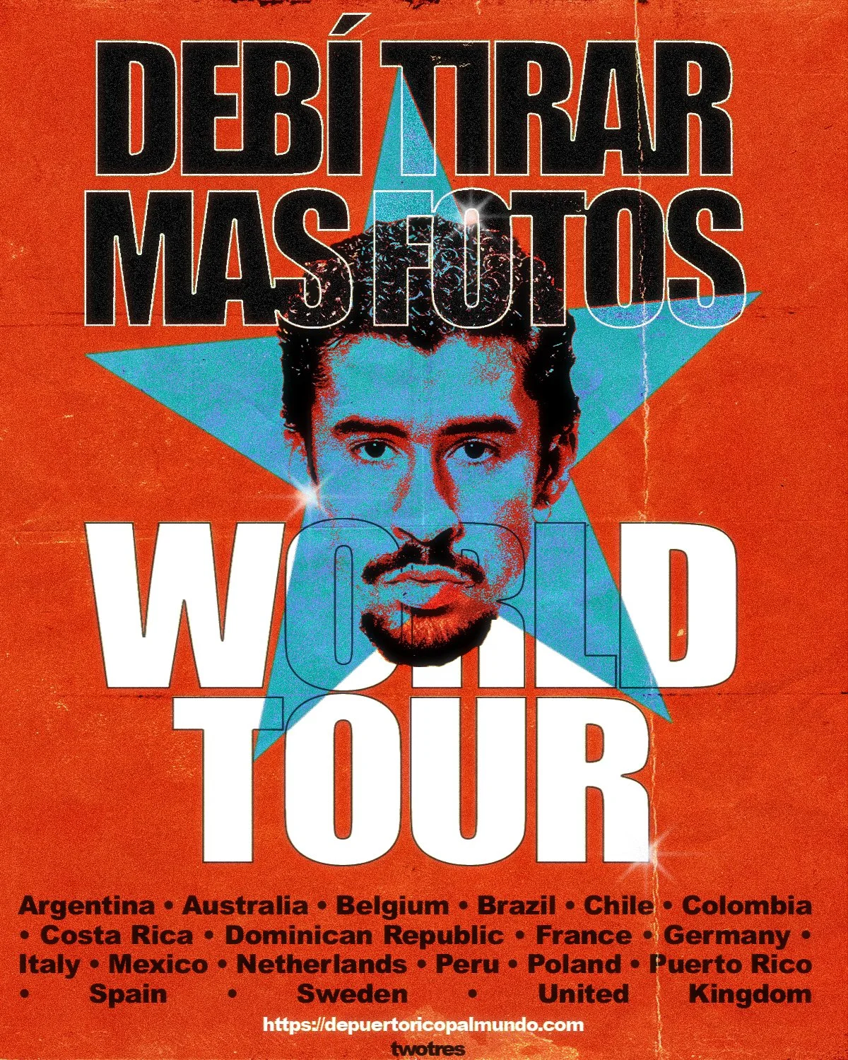 Vintage poster concept for Bad Bunny's DTMF World Tour.