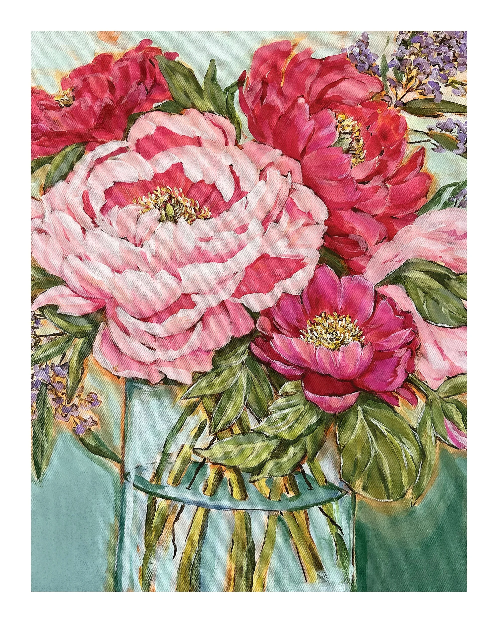 Grandmas Peonies Art Print