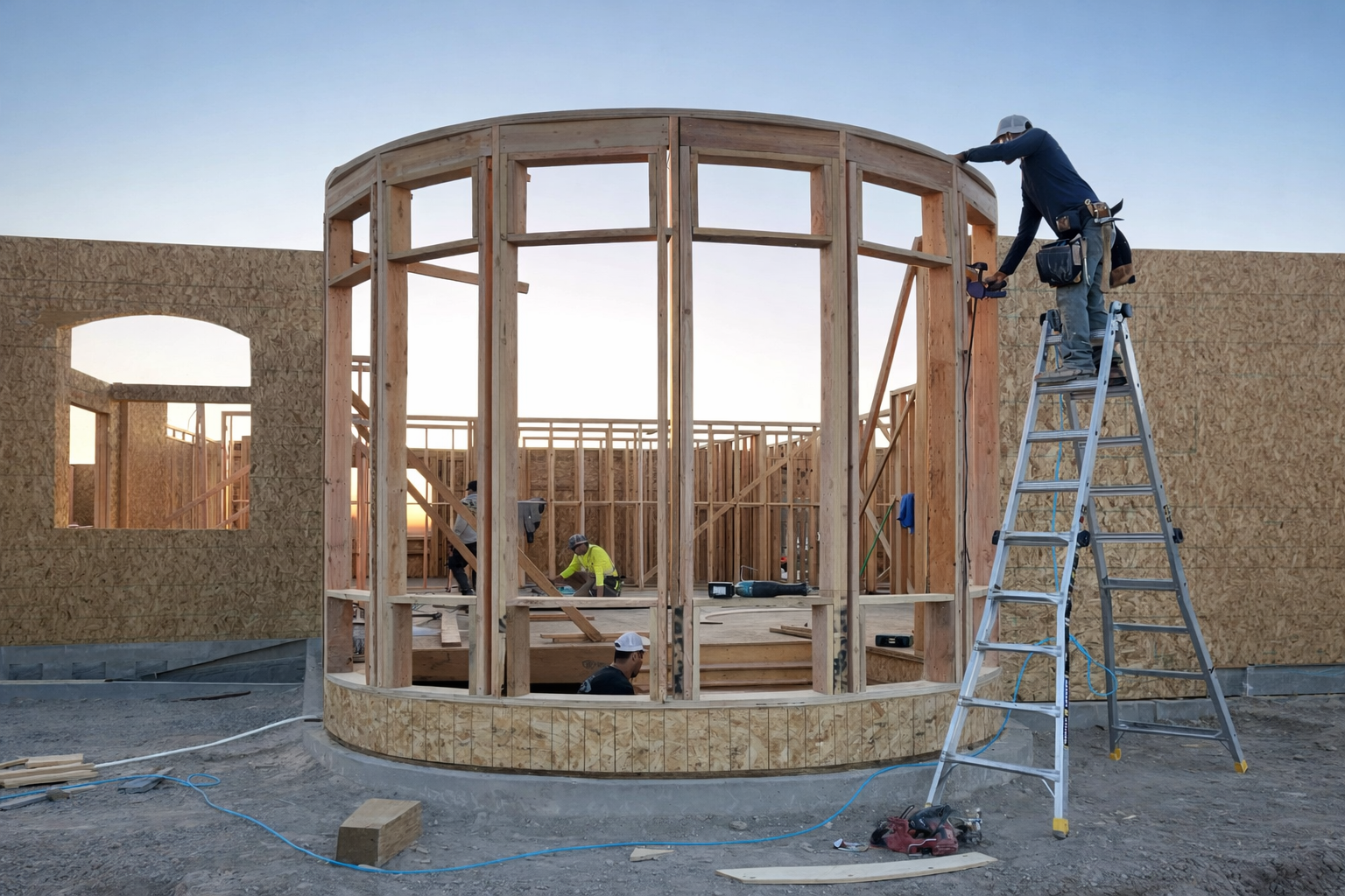 Oranssi carpenter using bench saw