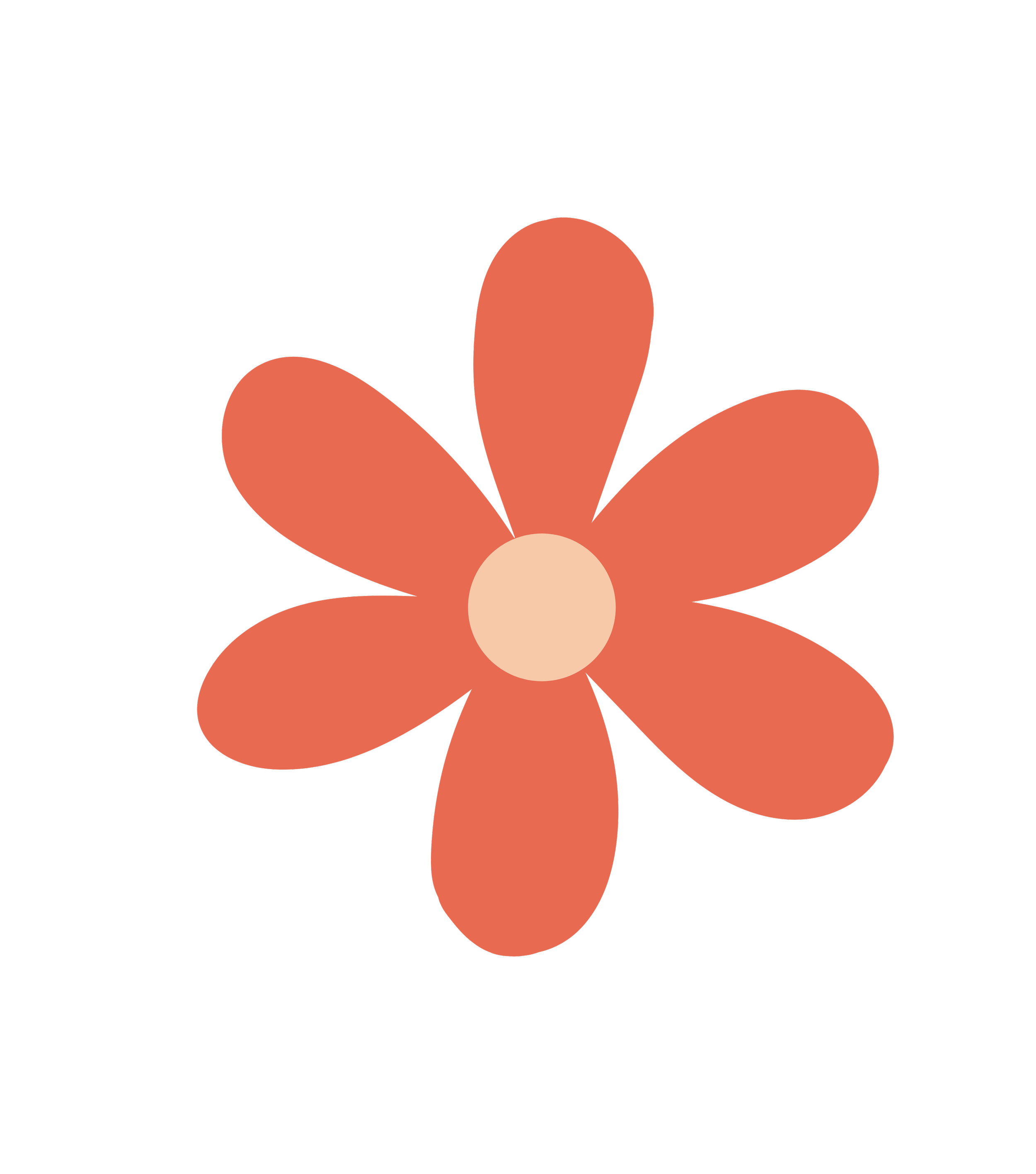 Simple digital illustration of a five-petaled red flower with a beige center on a black background.