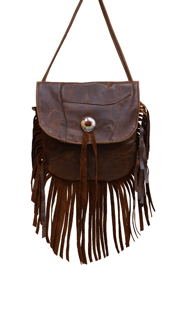 Patchwork Leather Bag - Dark Tan