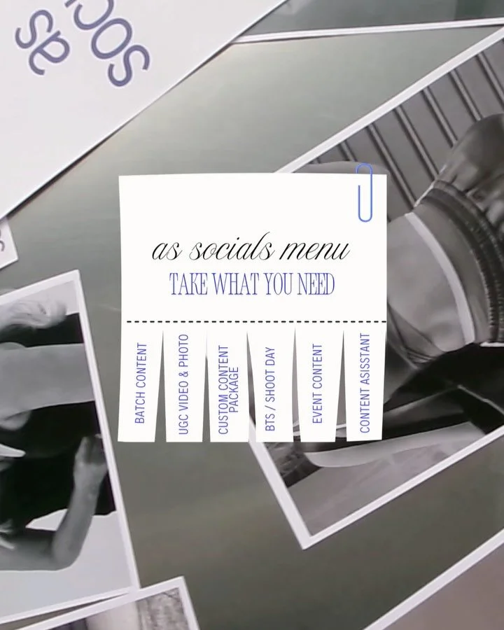 Our Services. 

A considered range of offerings designed to support your brand where it needs it most. From shoot-day presence to ongoing content creation. 

Looking to elevate your content? Reach out and let&rsquo;s create something intentional, ali