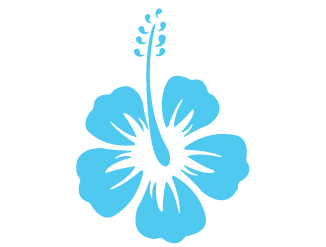Blue hibiscus flower illustration.