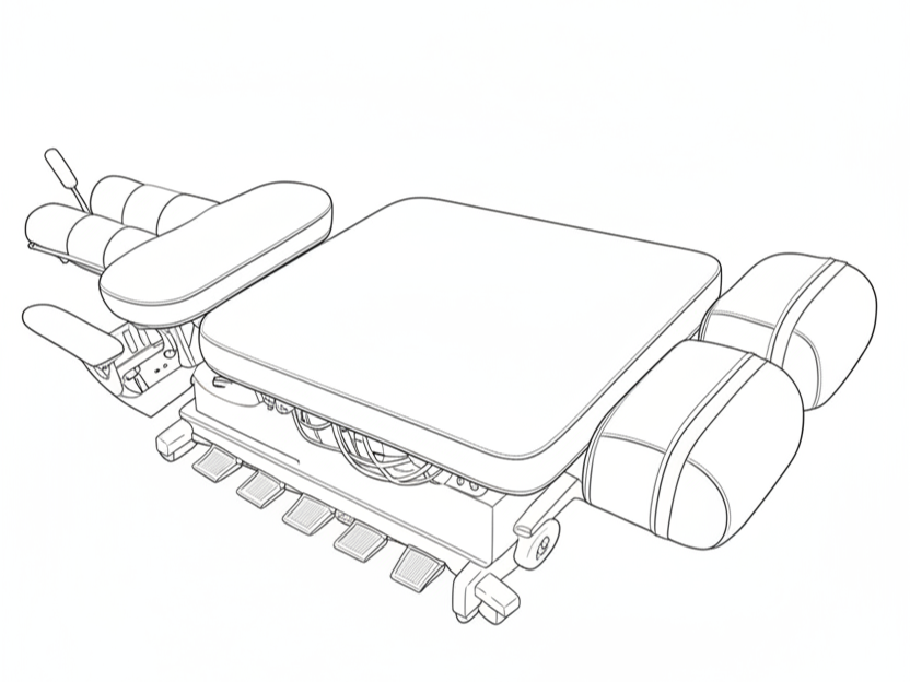 James 3 D Chiropractic Table outline viewed from side