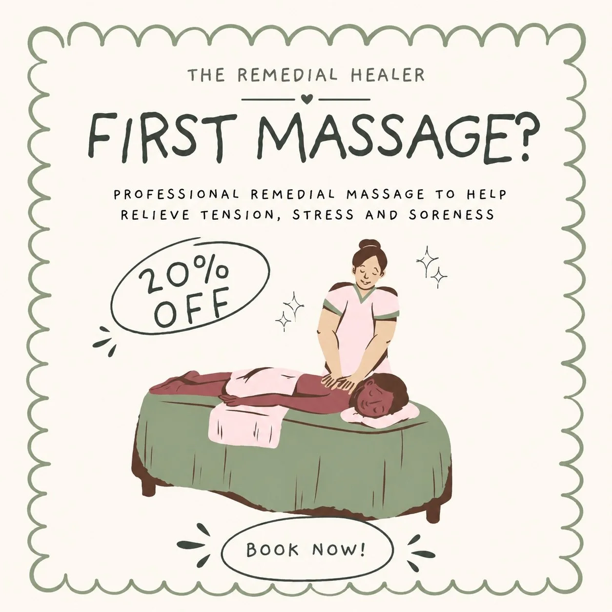 Your body deserves a reset 🤍

Whether you&rsquo;re dealing with tension, stress, sore muscles or simply need time to unwind, remedial massage can help you feel your best again ✨

To welcome new clients, enjoy 20% OFF your first massage at The Remedi